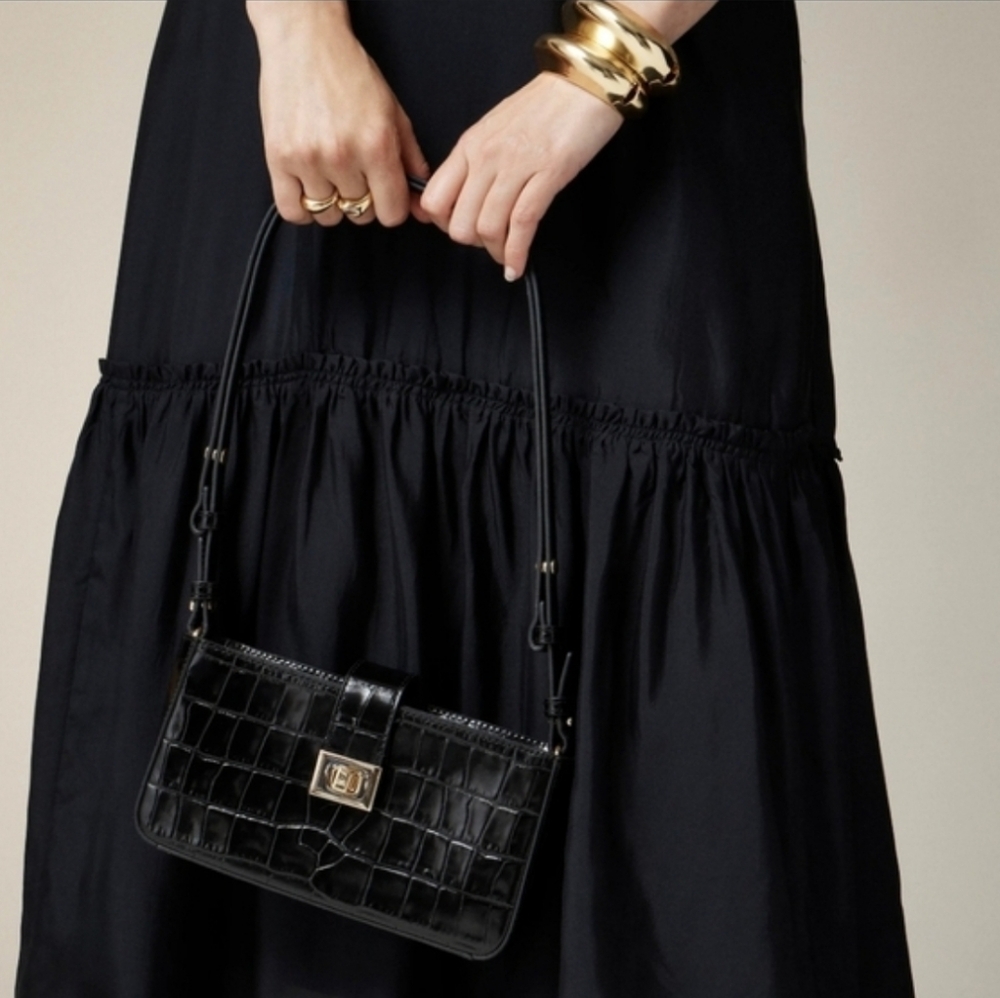 J. Crew Eddie 3-in-1 bag in Croc-embossed Italian Leather - black - Picture 8 of 9
